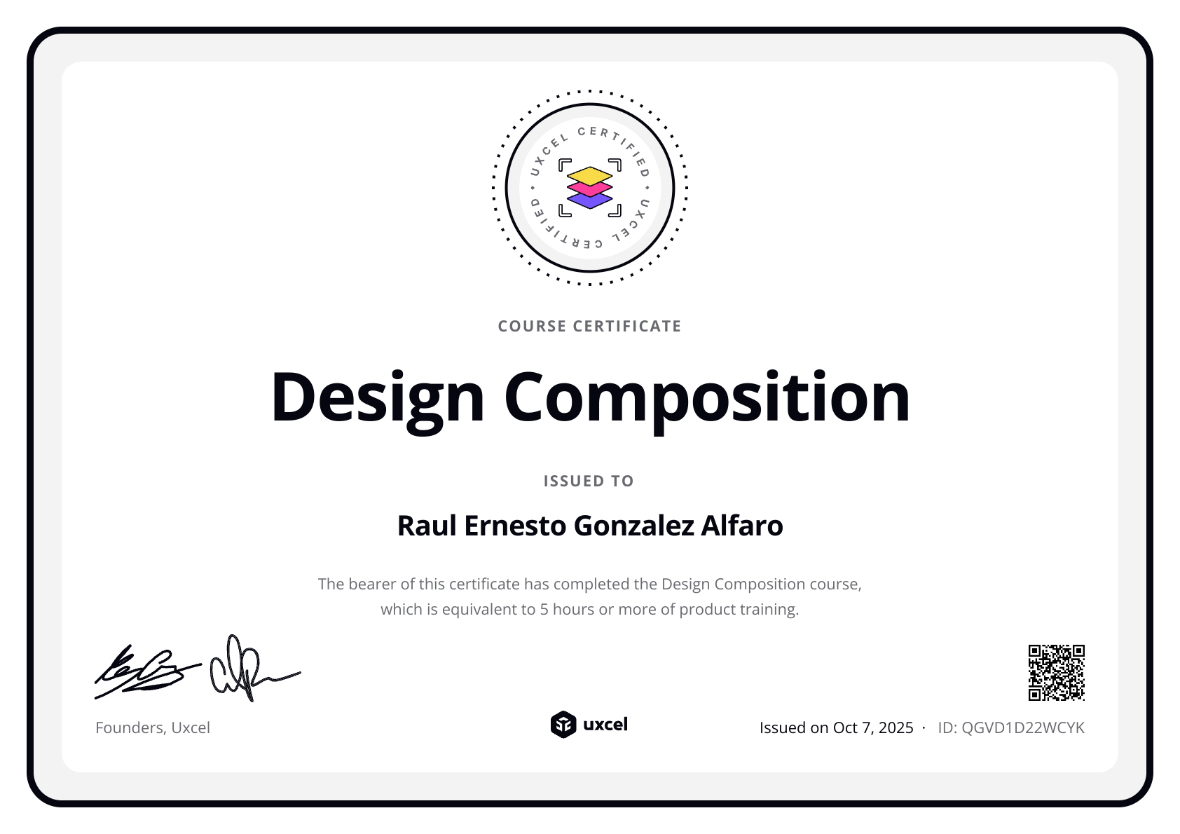 Raul Ernesto Gonzalez Alfaro's certificate